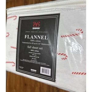 Candy Canes Flannel Full Size Sheet Set  BRAND NEW